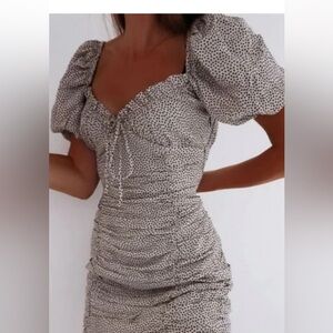 Zara Gray Puff Sleeve Bodycon Mini Dress